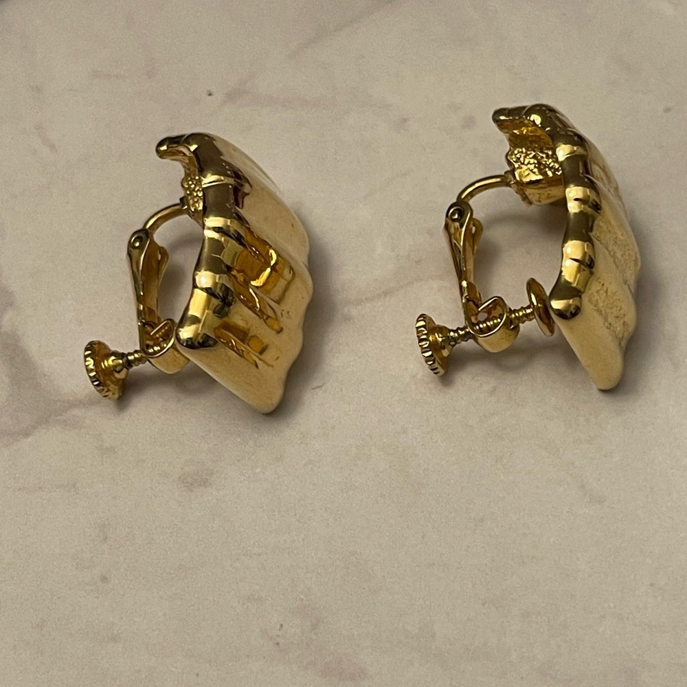 Napier Gold Screw Back Clip-On Earrings VTG - Picture 6 of 9